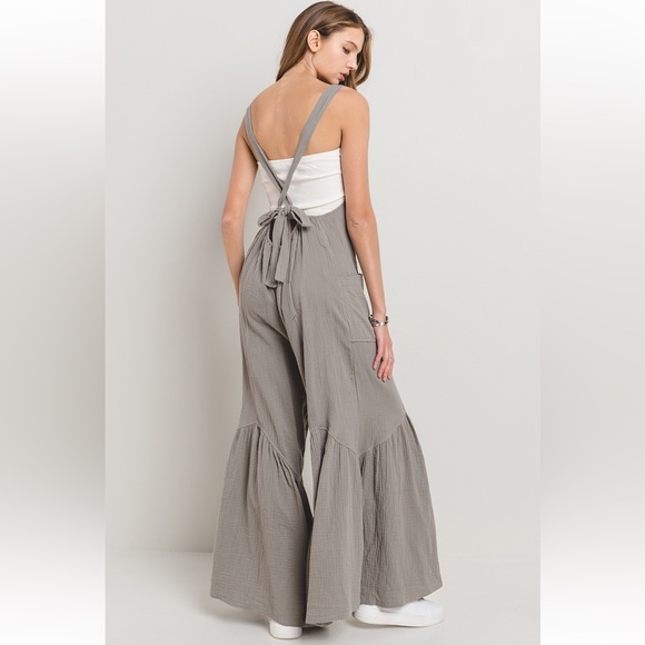 20 Cotton Gauze Shirring Detailed Wide Leg Jumpsuit - Picture 5 of 5